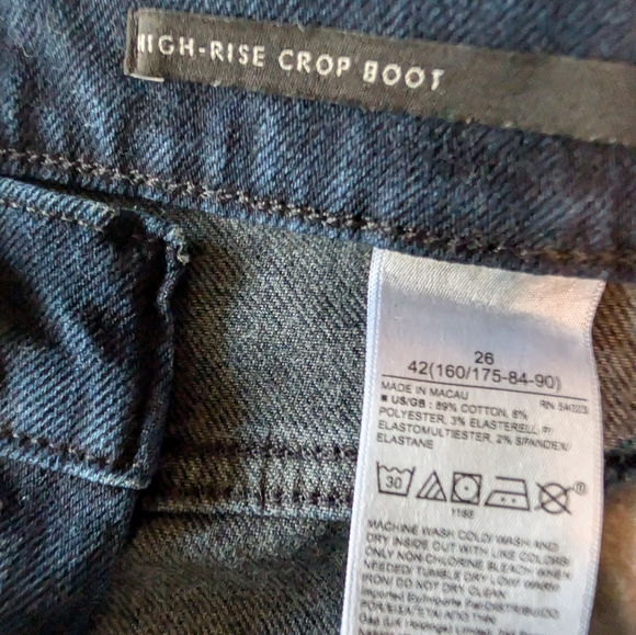 Banana Republic Premium Denim High-Rise Crop Boot Cut Jeans Dark Wash Sz 26 - Picture 6 of 10